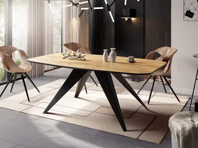 Produktbild von Ausziehbarer Esstisch im Loft-Stil - Industrieller Tisch mit Schwarzen Metallbeinen - Modernes Design für Wohnzimmer - 160 cm Ausziehbar auf 200 cm - Craft Eiche