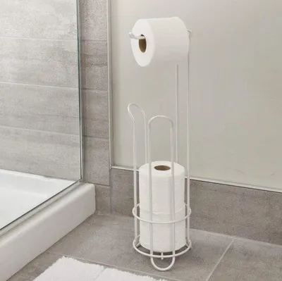 Image de Porte-papier hygiénique sans perçage - métal brillant blanc - i supprimé