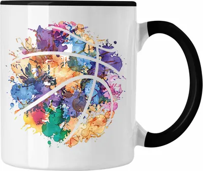 Produktbild von Trendation - Basketball Tasse Geschenk für Basketballspieler Kaffee-Becher Basketball Trainer Coach (Schwarz)
