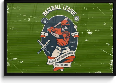 Produktbild von MuchoWow® MuchoWow® Gerahmtes Poster Baseball - Baseball - Retro 90x60 cm - Poster mit zchwarzem Bilderrahmen - Fotorahmen - Foto-Plakat