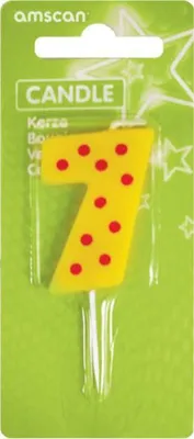 Produktbild von Geburtstagskerze farbig 7,6cm Zahl 7
