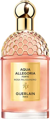 A bottle of Guerlain Aqua Allegoria Forte Rose Rosewood EDP perfume.