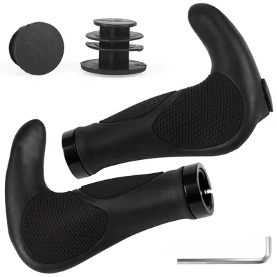 Image de Poignées de guidon de vélo, 22 mm - En caoutchouc antidérapant ergonomique, pour VTT et vélos de course