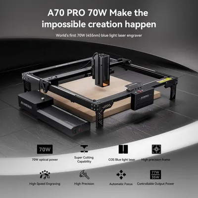 Produktbild von Lasergravur- & Schneidemaschine - A70 Pro - 70-77 W Leistung - 500×400 mm Arbeitsfläche - 400 mm/s Geschwindigkeit - Autofokus - WLAN - Air Assist