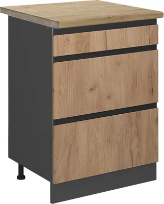 Image de Meuble cuisine Vicco R-Line Chêne de force doré 60cm  J-Shape avec tiroirs, PT Chêne, Model 45470
