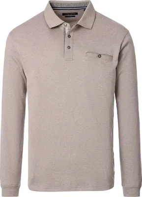 Produktbild von CasaModa Übergrößen Langarm-Poloshirt beige melange