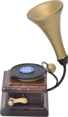 Immagine prodotto di accessori per la decorazione della casa delle bambole 1:12, casa delle bambole, fonografo compatto retrò con fonogramma, marrone