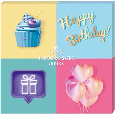 Produktbild von Niederegger Lübeck Happy Birthday Pralinen mit Cupcake Motiv 100g