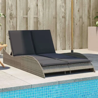 Produktbild von Maison Exclusive - Sonnenliege mit Auflagen Grau 114x205x73 cm Poly Rattan