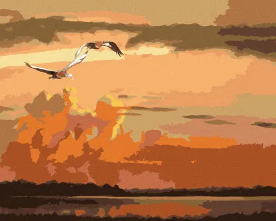 Produktbild von Zuty - Malen nach Zahlen - FLIEGENDE ENTEN UND SONNENUNTERGANG (D. RUSTY RUST), 40x50 cm, ohne Keilrahmen
