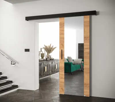Produktbild von Schiebetür mit schwarzem Griff SALOME 2 - 70 cm, Eiche Gold/Schwarz