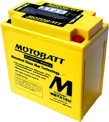 Immagine prodotto di MOTOBATT Batteria MotoBatt MBTX16U 12V 19Ah AGM precaricata sigillata - Alte prestazioni, 151x87x161 mm, senza manutenzione per moto, fuoristrada e scooter