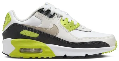 Zdjęcie produktu dla Nike Air Max 90 w kolorach: biały, cyber, ciemnoszary, khaki (wersja dla dziewcząt) - rozmiar EU 40