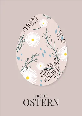Produktbild von 4x Klassisch elegante Osterkarte mit Blumen Osterei: Frohe Ostern in zarten Farben