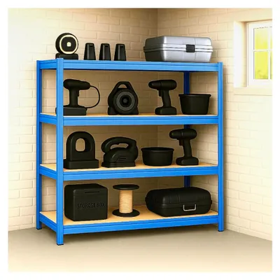 Produktbild von Weitspannregal 200 x 150 x 60 cm - Traglast bis 1500 kg, geeignet als Schwerlastregal, Lagerregal, Kellerregal, Steckregal, Blau