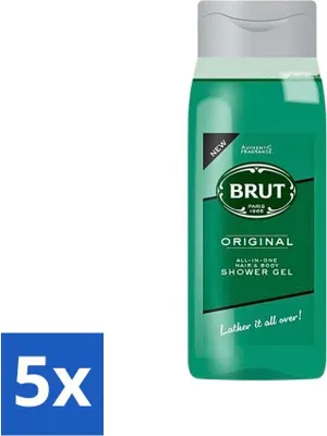 Image de Brut - Lessive pour la douche - All in One cheveux et corps - Original - Nourrissant & Rafraîchissant - 500ml - Pack avantage - 5 pièces