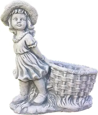 Produktbild von Mädchen mit Pflanzkorb, aus Steinguss Neu Frostfest Witterungsbeständig, Gartenfigur Steinfigur für den Garten zur Dekoration PO-536