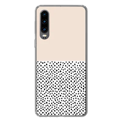 Produktbild von MuchoWow® Handyhülle Schutzhülle Hülle für Huawei P30 Polka dots - Weiß - Schwarz Silikon Softcase Handy Hülle - Kartenbesitzer