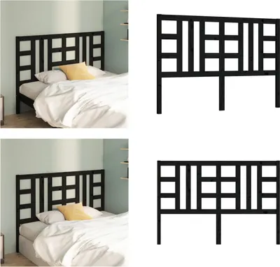 Produktbild von vidaXL Kopfteil Schwarz 126x4x100 cm Massivholz Kiefer - Bettkopfteil - Bettkopfteile - Kopfteil - Holzkopfteil