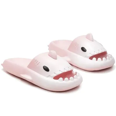 Produktbild von Damen Badelatschen Schaumstoff Hausschuhe Pantoletten Haifisch Rosa Gr.40/41