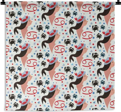 Produktbild von MuchoWow® Wandteppich Wandbehang Tierkreiszeichen - Krebs - Muster 150x150 cm Tapisserie Dekoration Wandtuch - Wohnaccessoires - Modernes