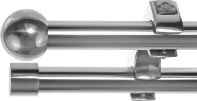 Produktbild von Gardinenstange Ø 20mm Metall in Edelstahl Look 2-läufig Deckenbefestigung D60 RR