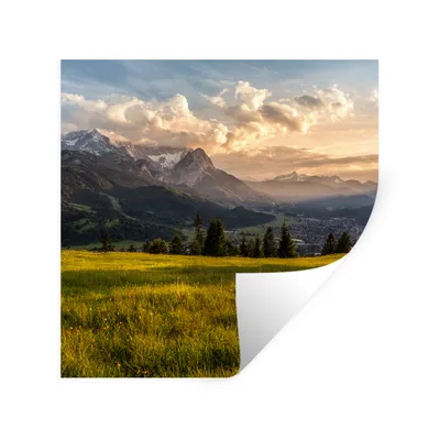 Produktbild von MuchoWow® Wandtattoo Wandsticker Wandaufkleber Alpen - Sonnenuntergang - Berg 80x80 cm Selbstklebend und Repositionierbar - Wierderverwendbar - Selbstklebend