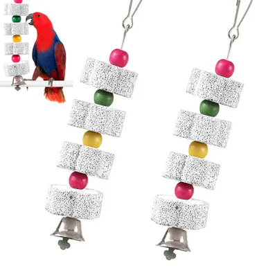 Image de 2 jouets à mâcher pour perroquets - Accessoires colorés pour cages à oiseaux