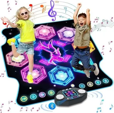 Produktbild von Interaktive Tanzmatte – Musikspiel – Tanzmatte für Mädchen und Kinder – Musik- und Tanzspiel – mit 8 LED-Lichtern – 27 Schwierigkeitsstufen – für drinnen und draußen