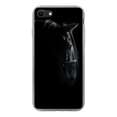 Produktbild von MuchoWow® Handyhülle Schutzhülle Hülle für iPhone 7 Pferd - Leicht - Schwarz Silikon Softcase Handy Hülle - Kartenhalter