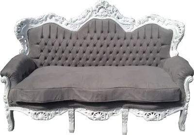 Produktbild von Casa Padrino Barock 3-er Sofa King im edlen Antik Stil Grau / Weiß, Breite 184 cm