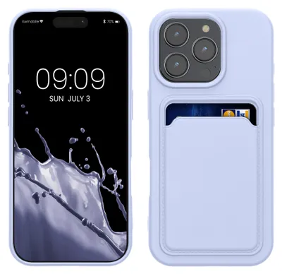 Produktbild von kwmobile Handyhülle für Apple iPhone 16 Pro Hülle mit Kartenfach - TPU Case - Kabelloses Laden - Schutzhülle Cover in Lavendel