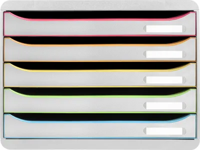Image de Exacompta Module de classement BigBoxPlus 5tiroirs Glossy Blanc/arlequin 308913D