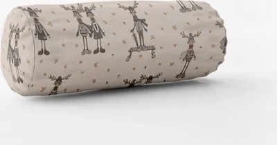 Produktbild von SCHÖNER LEBEN. Kissenhülle Moose Winter Elche Love natur grau beige Größe 15x40cm (ØxB) Nackenrolle 15x40cm (ØxB) Nackenrolle Größe