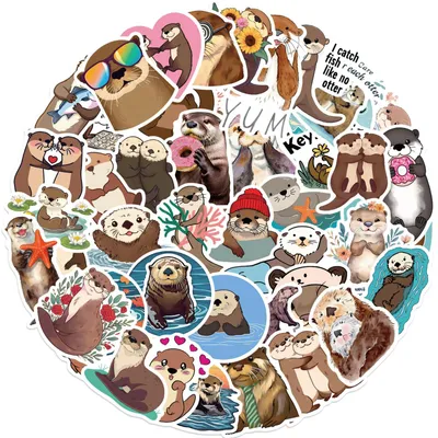 50er Set Wasserfeste Otter-Sticker für Kindle & mehr