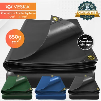 Produktbild von Profi Abdeckplane 650g/m² Gewebeplane, Schutzplane, Bootsplane, Poolabdeckung, Zeltunterlage, LKW Plane für Camping & Outdoor Garten - 3x6m - 18m² - anthrazit