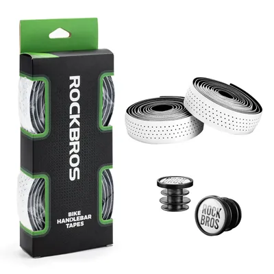 Produktbild von ROCKBROS Lenkerband Rennrad Rutschfest Stoßdämpfend Griffband für Fahrräder Gravel Tennis mit Abklebeband und Lenkerstopfen Weiß