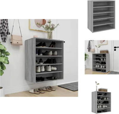 Image de vidaXL Armoire à chaussures Gris Sonoma 60x35x70 cm Bois composite - Étagères et armoires à chaussures