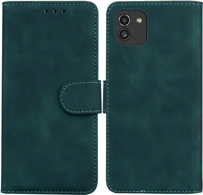 Produktbild von König Design Hülle kompatibel mit Samsung Galaxy A03 Kunstleder Handyhülle - Handy Case Grün