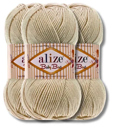 Imagen del producto de Alize 3x 100g Baby Best, hilo para bebé, antibolitas, color liso, ideal para tejer a crochet o a dos agujas (599)