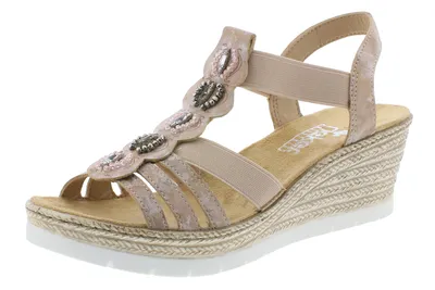 Produktbild von Rieker 619B2-31 Damen Keilsandalen Sandalen Sandaletten, Größe:42 EU, Farbe:Rosa