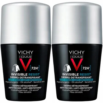Produktbild von Vichy Homme Invisible Resist Antitranspirant Roll-on Anti-Mark 72H 2x50ml