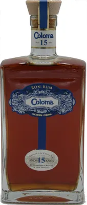 A bottle of Ron Coloma 15 Years Colombian Rum.