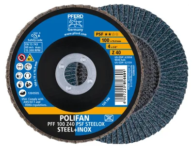 Produktbild von PFERD POLIFAN flap discs zirconia alumina Z PSF STEELOX, 10 cm, 10 Stück(e)