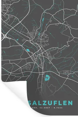 Produktbild von MuchoWow® Wandtattoo Wandsticker Wandaufkleber Karte - Stadtplan - Bad Salzuflen - Deutschland - Blau 60x90 cm Selbstklebend und Repositionierbar - Sticker - Dekorfolie