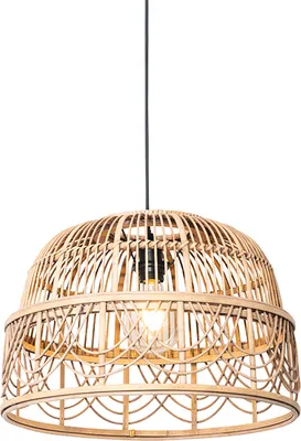 Produktbild von QAZQA - Orientalisch Orientalische Hängelampe I Pendellampe I Pendelleuchte Rattan 49 cm - Michelle I Wohnzimmer I Schlafzimmer - Länglich - LED geeignet E27