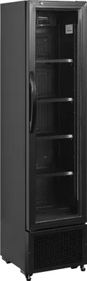 Produktbild von Schmaler Flaschenkühlschrank mit 1 Glastür - schwarz, 182 Liter, Umluft