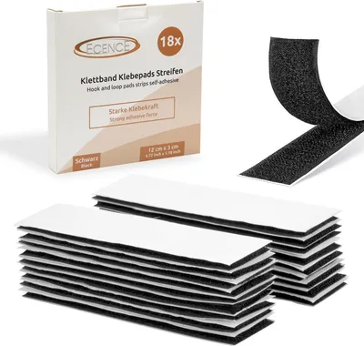 Produktbild von ECENCE 18x Klettband selbstklebend, Streifen Klettverschluss selbstklebend Klebepads für Wände, B