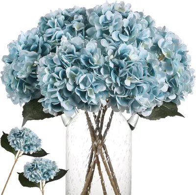 Immagine prodotto di 6 fiori artificiali di ortensia in seta, fiori di ortensia realistici per decorazioni di matrimoni e feste