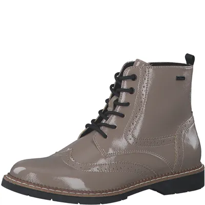 Produktbild von s.Oliver Damen Stiefelette Lack Brogue Budapester Lochmuster 5-25255-41, Größe:39 EU, Farbe:Braun